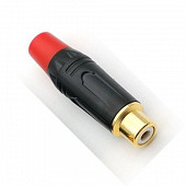 kuft acjr-red кабельное hq гнездо rca, металлический корпус, позолоченные контакты,красный хвостовик