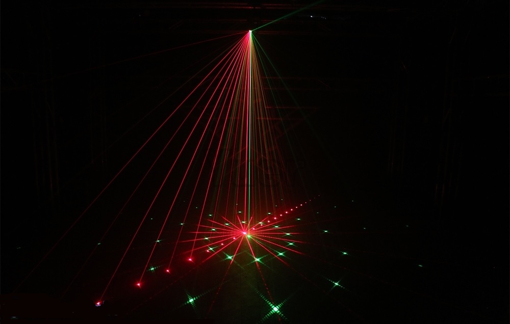 LED FLAME Laser Light световой прибор"вода, пламя" 2 лазера RG, RGBW LED, ИК ПДУ, микр.