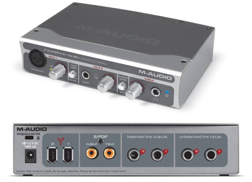 M-AUDIO FireWire Solo Аудиоинтерфейс IEEE 1394 4х4, аналог 2х2, Mic/Inst (+48V), наушники, S/PDIF (c
