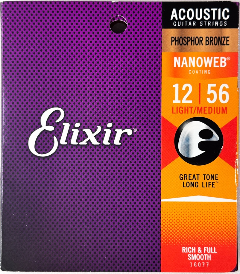 ELIXIR 16077 Phosphor Bronze Nanoweb Light-Medium 12-56 Струны для акустической гитары