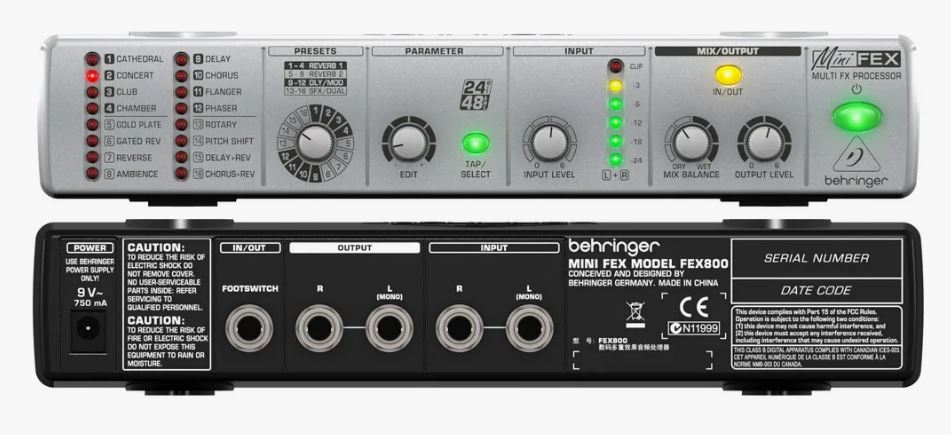 BEHRINGER FEX800 Minifex процессор эффектов, 16 пресетов эффектов, 24 бит/48 кГц,ревер,задержка