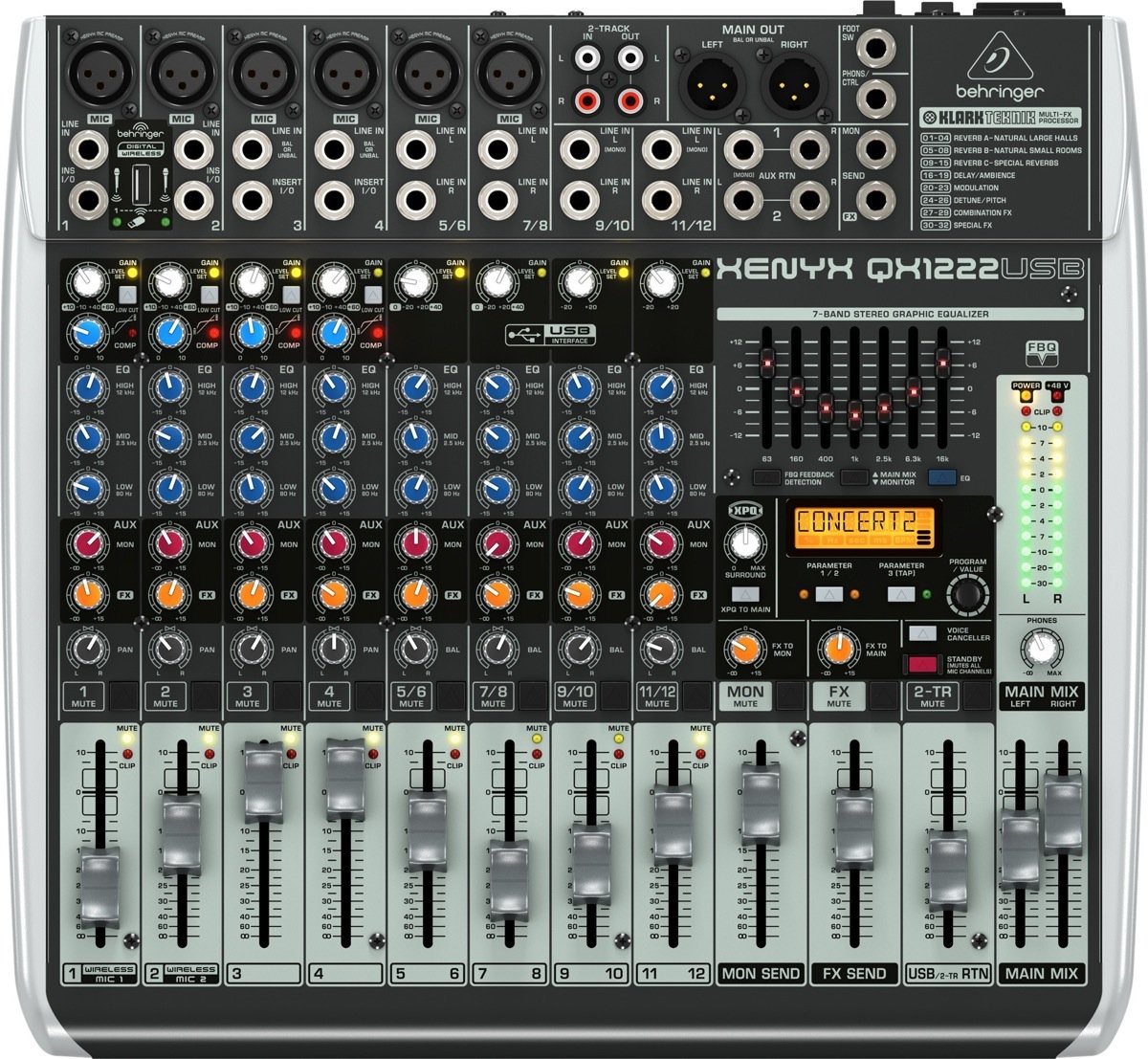 BEHRINGER QX1222USB микшерный пульт 16 каналов, USB/аудио интерфейс
