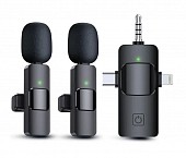 konig k15 dual lavalier typec-lightning-aux комплект 2 радио-микрофона петличных для android/iphone