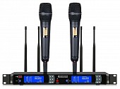 skm9000 dual black радиосистема uhf, 2 ручных передатчика вида skm9000, 2 банка по 100 каналов