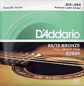 d'addario ez920 струны для акустической гитары, бронза 85/15, medium light 12-54