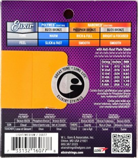 elixir 16077 phosphor bronze nanoweb light-medium 12-56 струны для акустической гитары