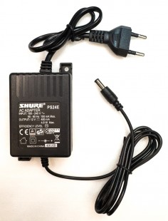 shure ps24e блок питания 12в, 400ма, (плюс внутри) для радиосистем shure slx,pgx,blx,glxd,qlxd и др.