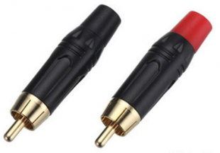 kuft acpr-bk-rd rca "тюльпан" на кабель до 6 мм, золоченые контакты, черный корпус, красный хвостови