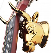 настенный держатель для гитары kuft golden bull в виде головы быка. мягкие вставки золотистый