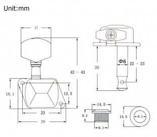 alice as-017bk колки для акустической гитары 3+3 полузакрытые, черные