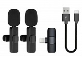 k9 dual lavalier typec комплект из 2 радио-микрофонов мини петличных, для android/iphone