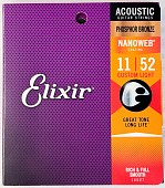 elixir 16027 phosphor bronze nanoweb custom light 11-52 струны для акустической гитары