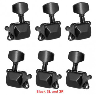 alice as-017bk колки для акустической гитары 3+3 полузакрытые, черные