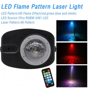 led flame laser light световой прибор"вода, пламя" 2 лазера rg, rgbw led, ик пду, микр.
