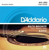d'addario ez910 струны для акустической гитары бронза 85/15, light 11-52
