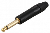 kuft np2x-b-bk jack 6.3мм моно штекер на кабель, черный хвостовик, gold