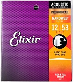 elixir 16052 phosphor bronze nanoweb light 12-53 струны для акустической гитары
