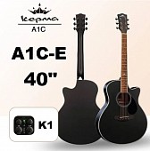 kepma a1ce-bkm гитара электроакустическая, красное дерево, дека ель, цвет черный, матовый. датчик k1