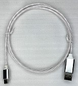 kuft usb - typec hq silver 1m шнур питания/передачи аудиосигнала, silver, 1м, высококачественный 